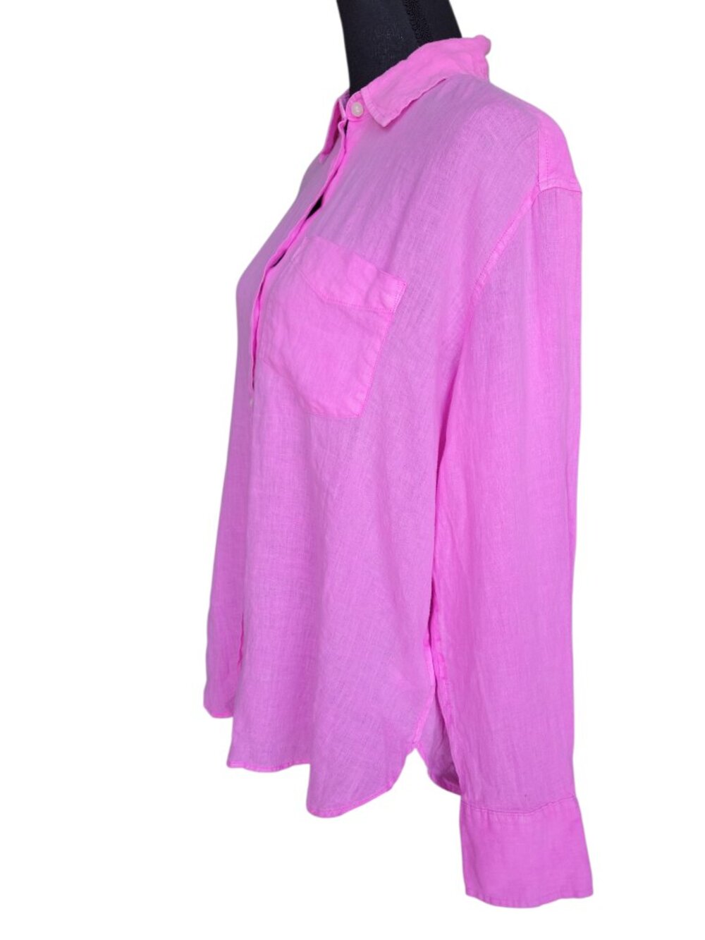 GAP Bright Pink Relaxed Linen Button Front Shirt Women's Size S - Picture 3 of 10